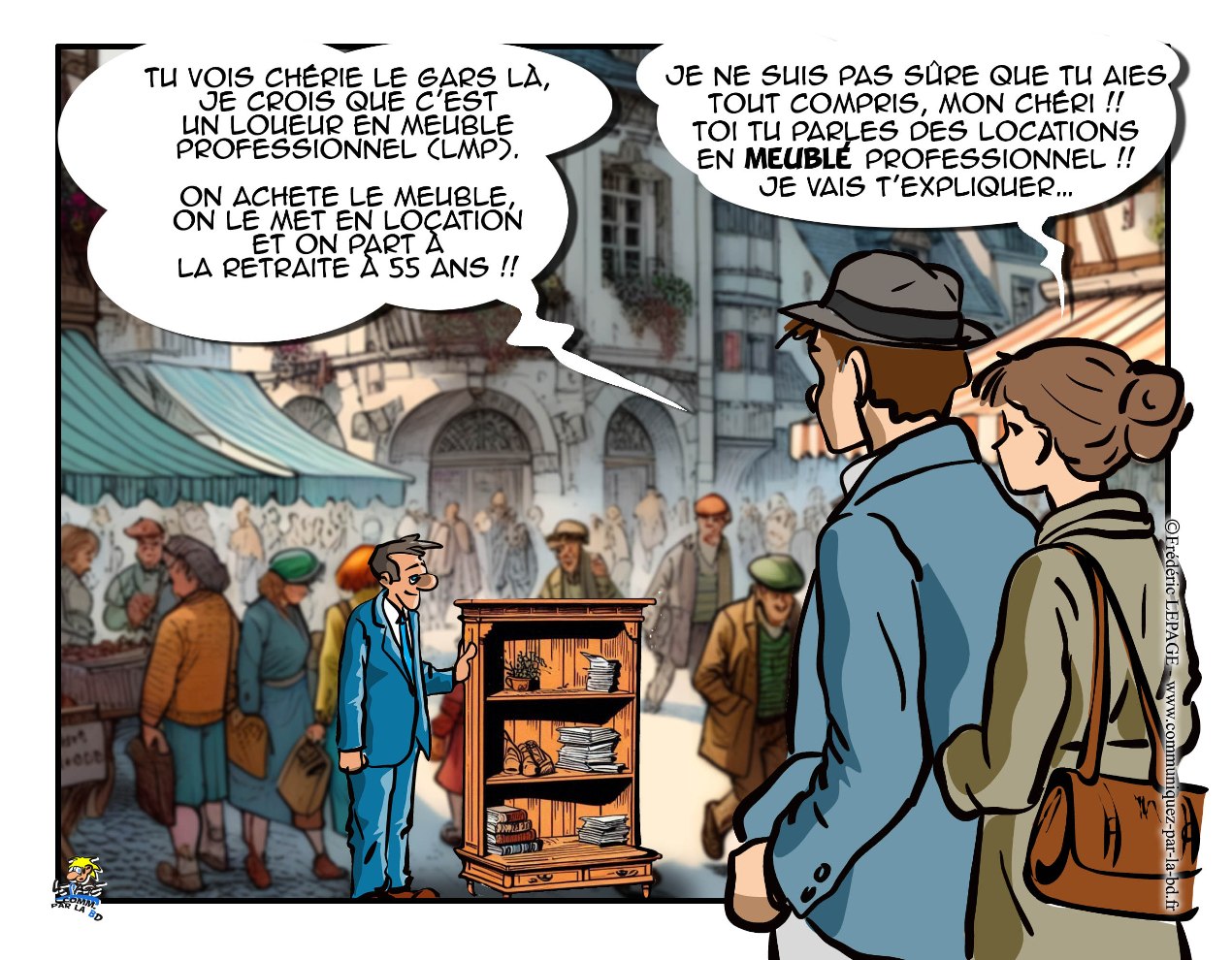 Illustration humoristique sur le statut LMP (Loueur en Meublé Professionel)